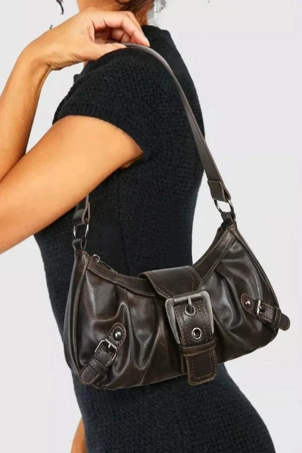 Adriel Shoulder Bag - PU Leather Statement Buckle Style
