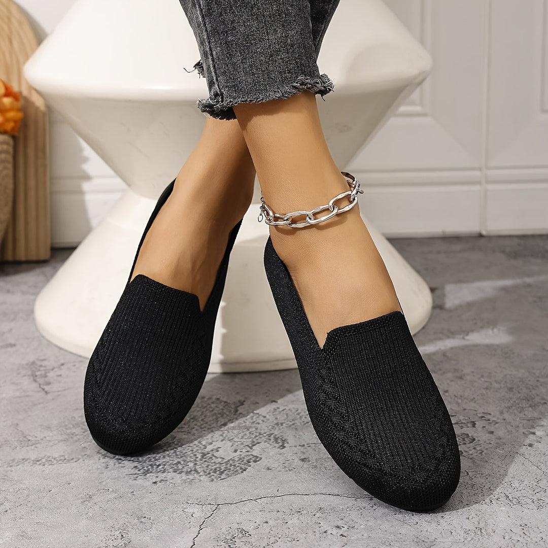 Women's Knitted Loafers Slip On Walking Shoes