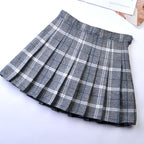 Women’s High-Waist College Skirt – Plaid Pleated Academic Mini