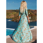 Women's V-Neck Big Swing Maxi Dress – European & American Style-HighTouch