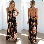 Women's Sleeveless Printed Halter Maxi Skirt-HighTouch