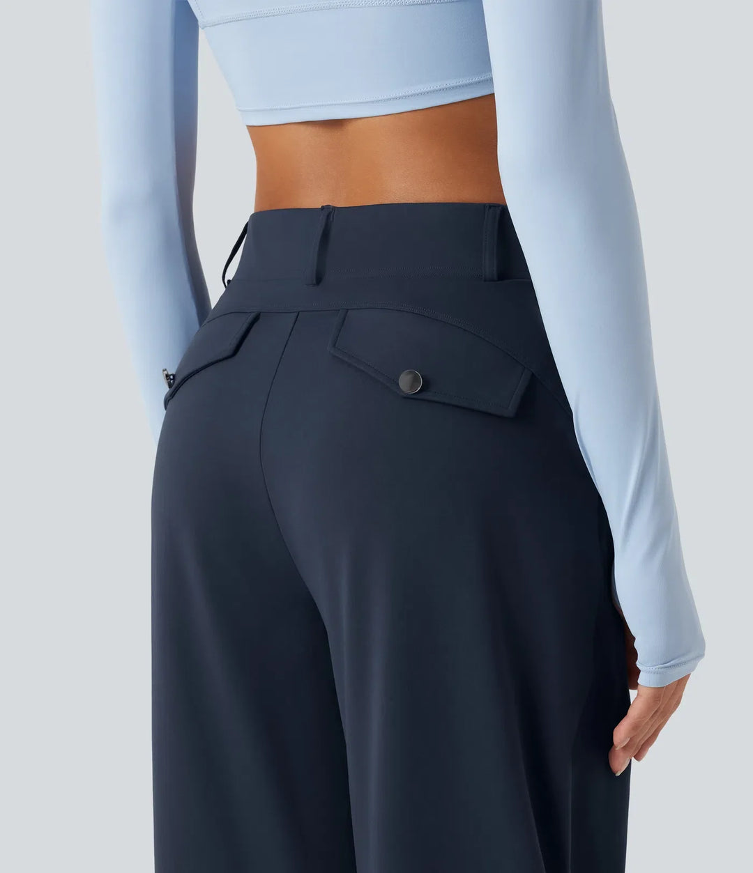 Barrel Leg Pants Women High Waisted Dance Pants with Pockets