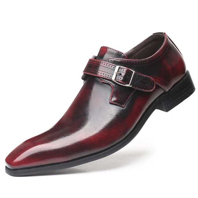 Men's Burnished Leather Monk Strap Shoes