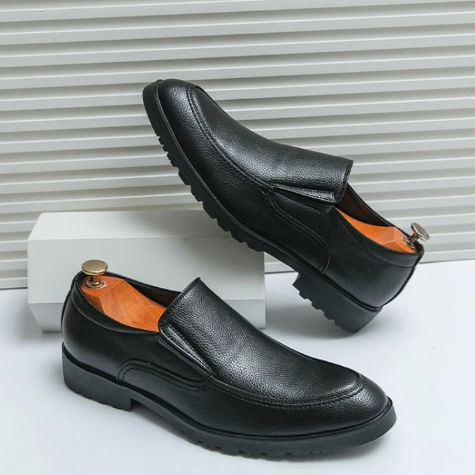 Men's Leather Slip-On Loafers | Classic Business Casual Dress Shoes