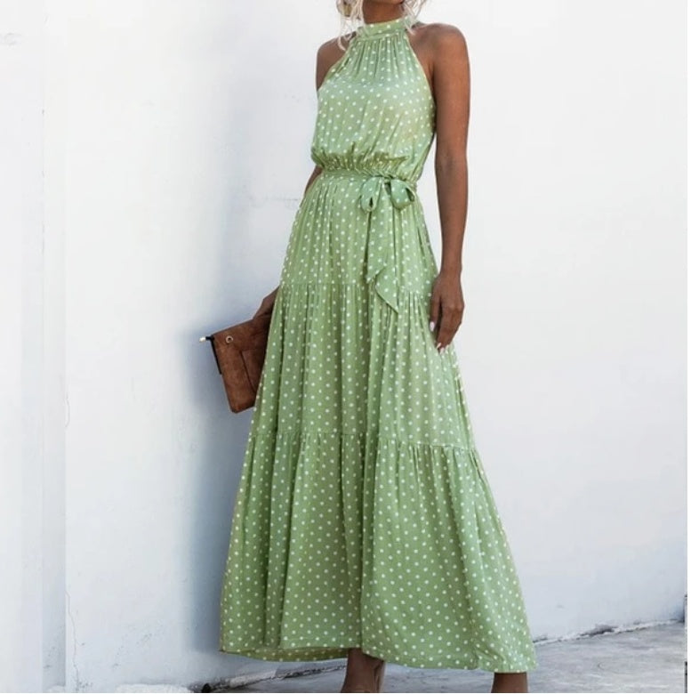 Women's Printed Maxi Lace Dress – Romantic Long Dress-HighTouch