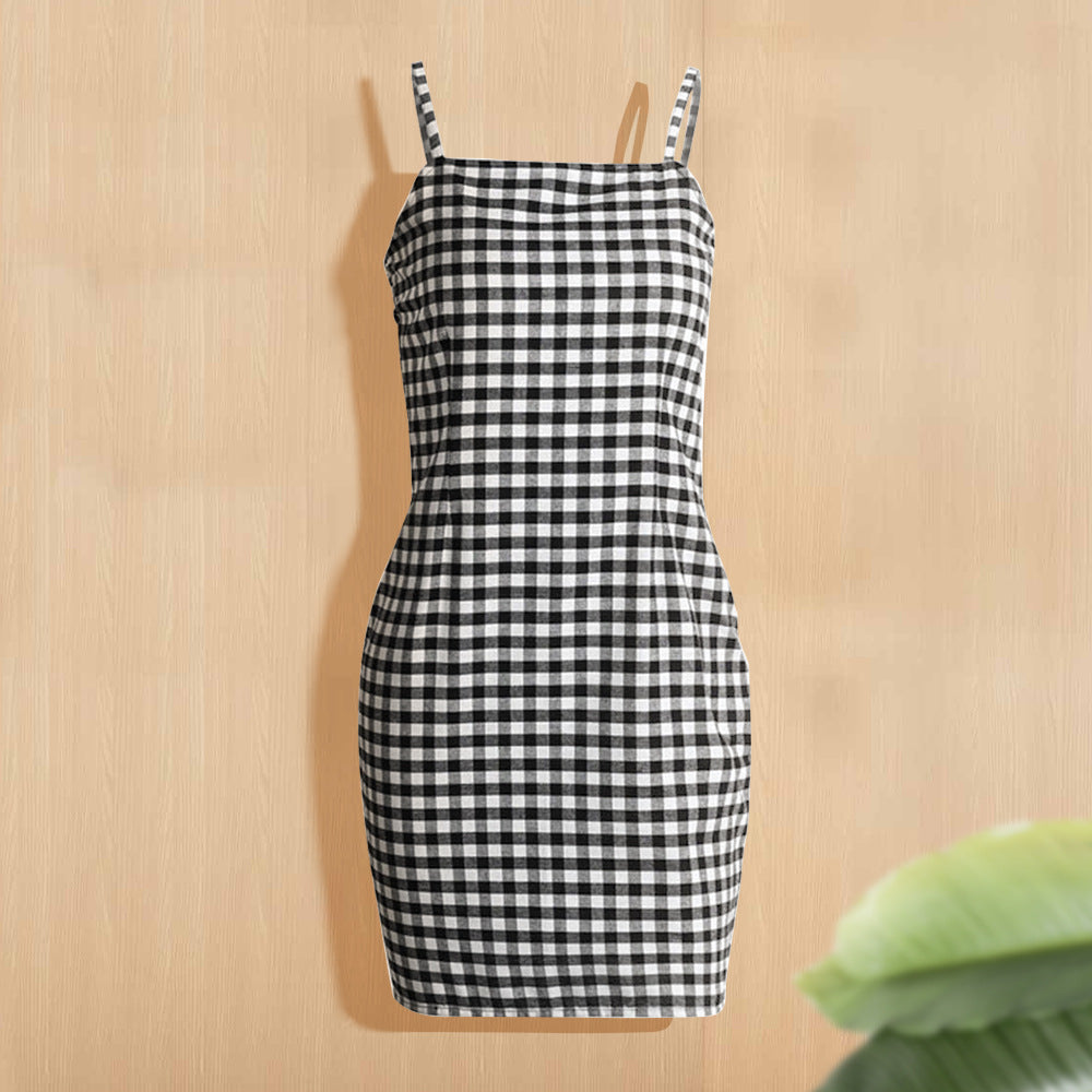 Women's Sling Plaid Midiskirt – Sweet Cotton A-Line Skirt-HighTouch