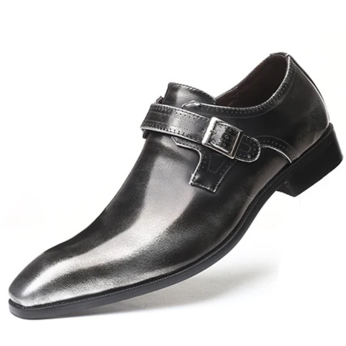 Men's Burnished Leather Monk Strap Shoes