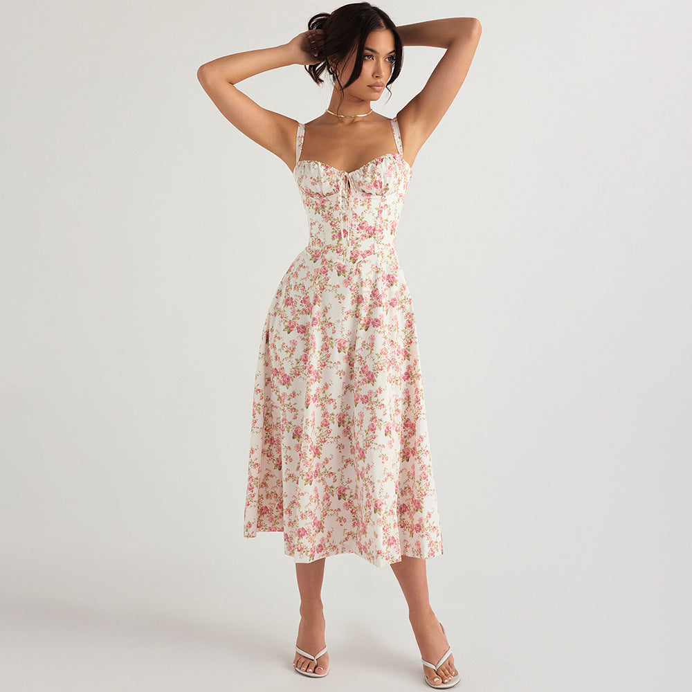 Seaside Vacation Sling Back Cross Tied Slim Fit Overknee Dress-HighTouch