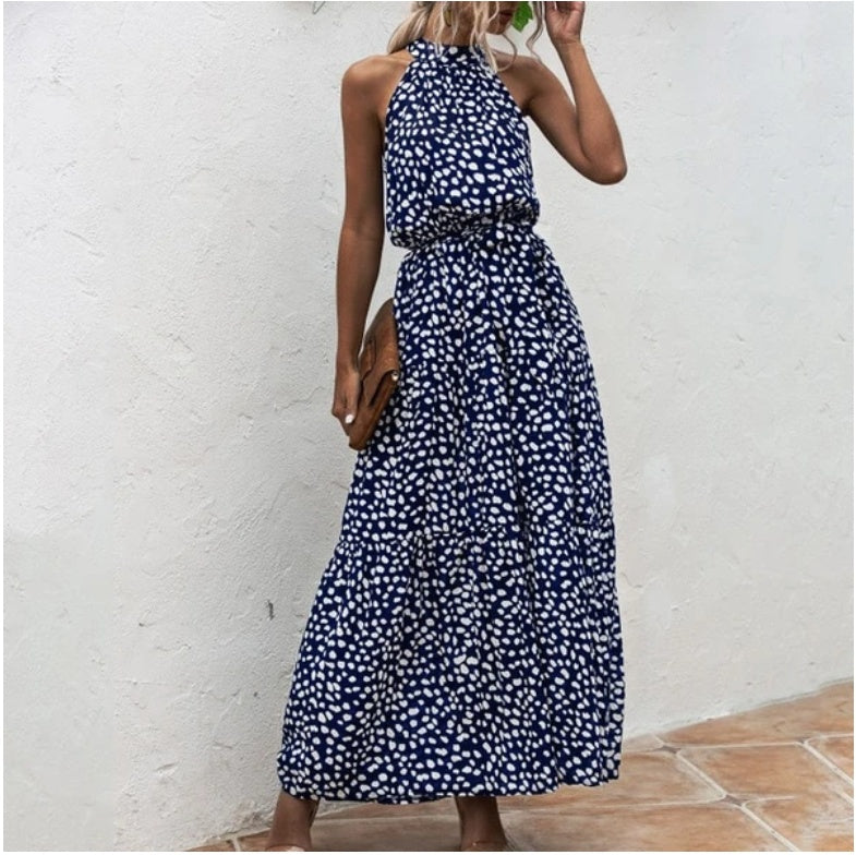 Women's Printed Maxi Lace Dress – Romantic Long Dress-HighTouch