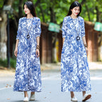Retro Loose Cotton And Linen Dress-HighTouch
