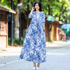 Retro Loose Cotton And Linen Dress-HighTouch