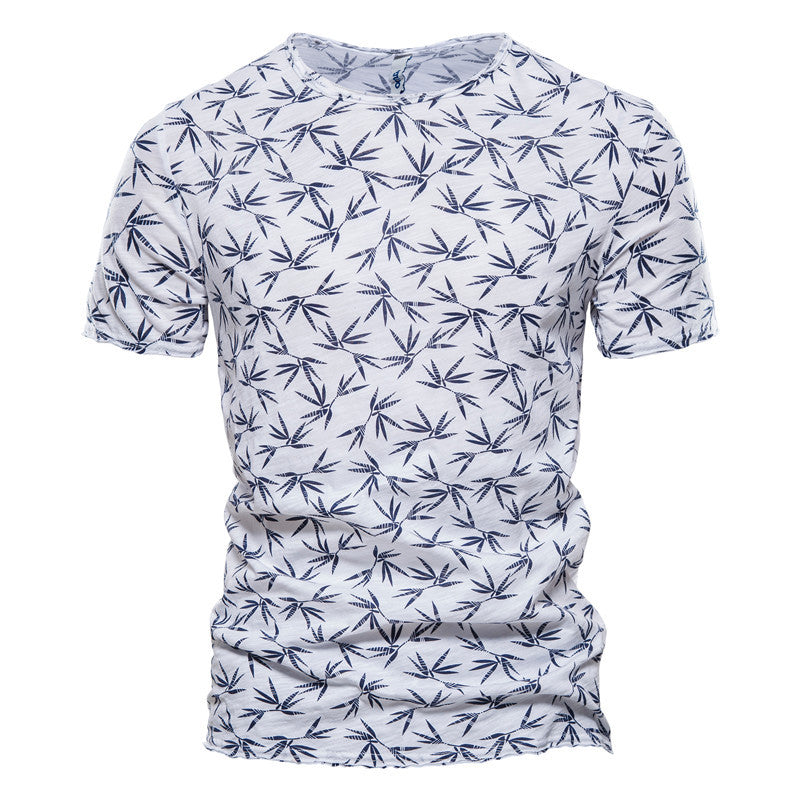Casual Slim-Fit Stretch T-Shirt Men Short-Sleeved Printed T-Shirt Sports Men-HighTouch