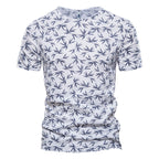 Casual Slim-Fit Stretch T-Shirt Men Short-Sleeved Printed T-Shirt Sports Men-HighTouch