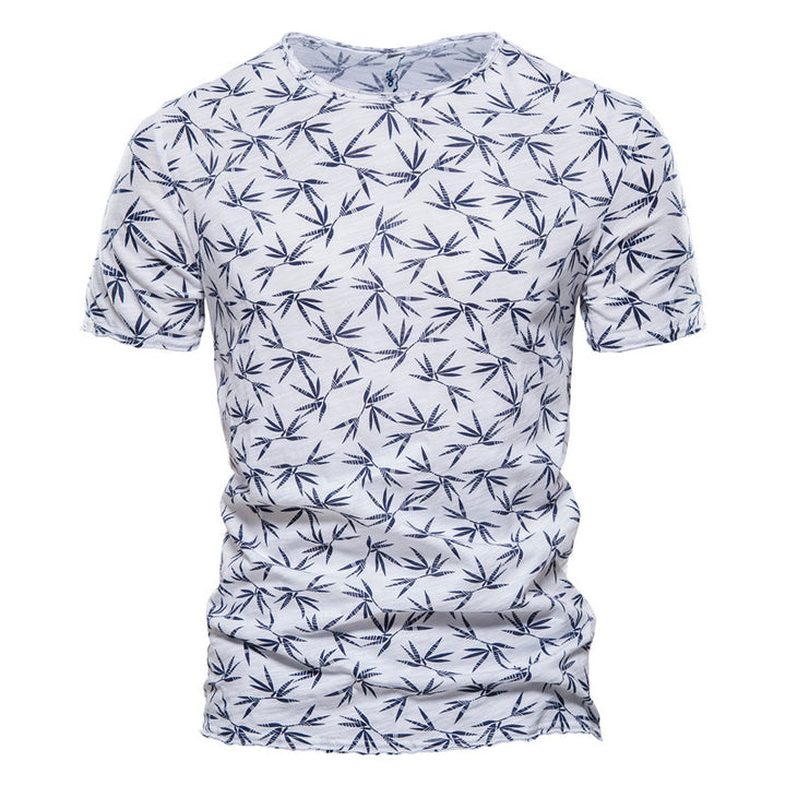 Casual Slim-Fit Stretch T-Shirt Men Short-Sleeved Printed T-Shirt Sports Men-HighTouch