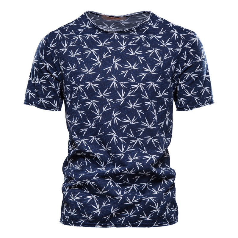 Casual Slim-Fit Stretch T-Shirt Men Short-Sleeved Printed T-Shirt Sports Men-HighTouch