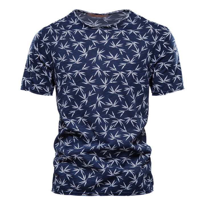 Casual Slim-Fit Stretch T-Shirt Men Short-Sleeved Printed T-Shirt Sports Men-HighTouch