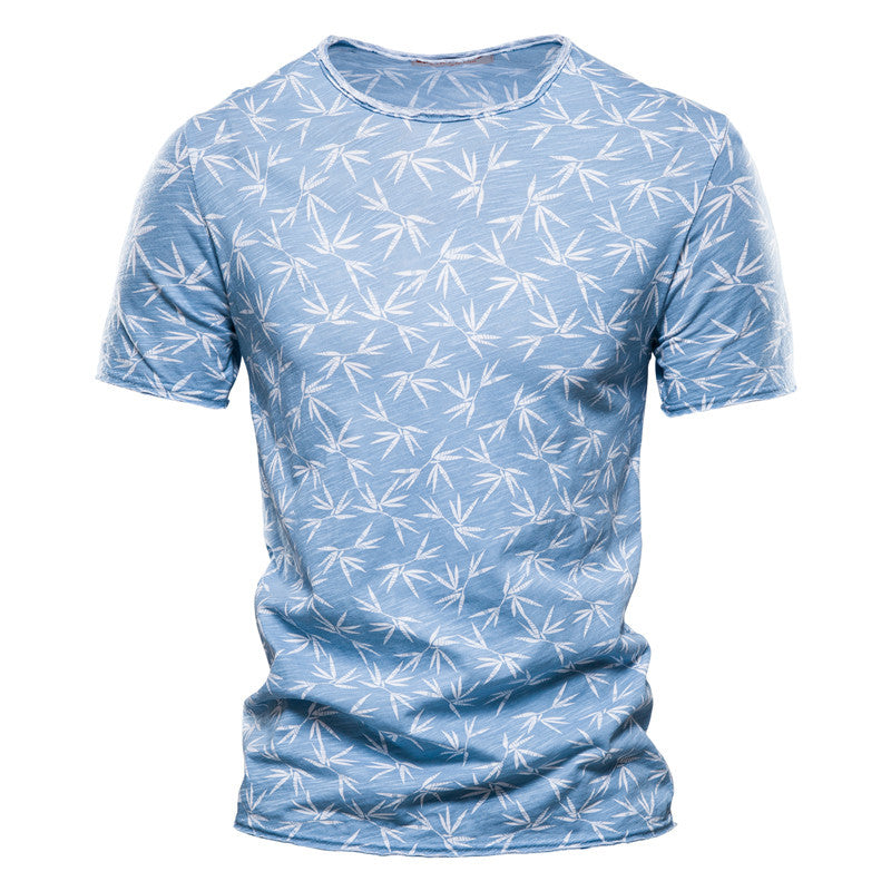 Casual Slim-Fit Stretch T-Shirt Men Short-Sleeved Printed T-Shirt Sports Men-HighTouch