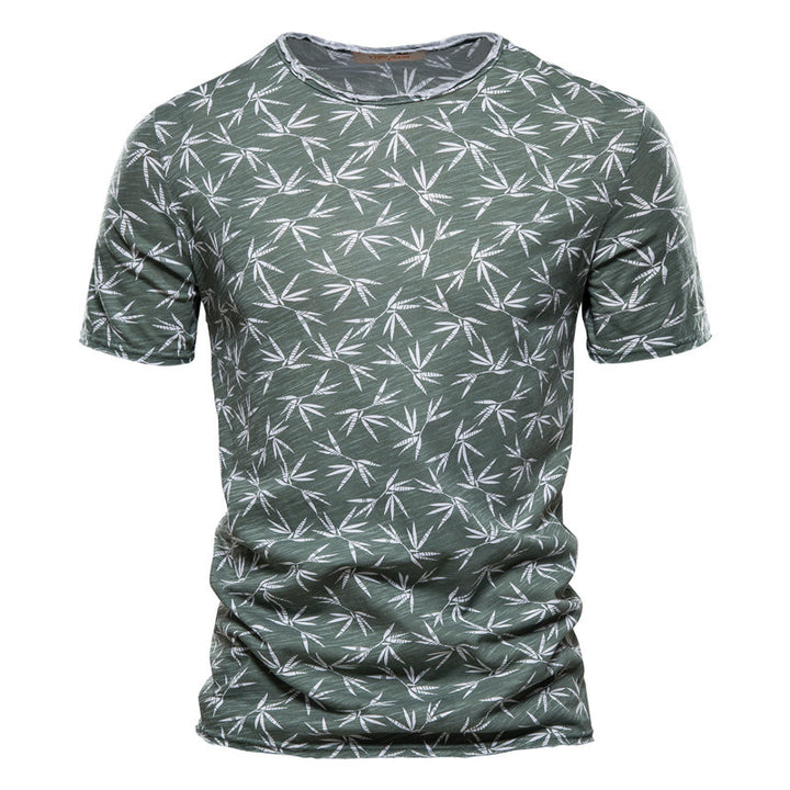 Casual Slim-Fit Stretch T-Shirt Men Short-Sleeved Printed T-Shirt Sports Men-HighTouch