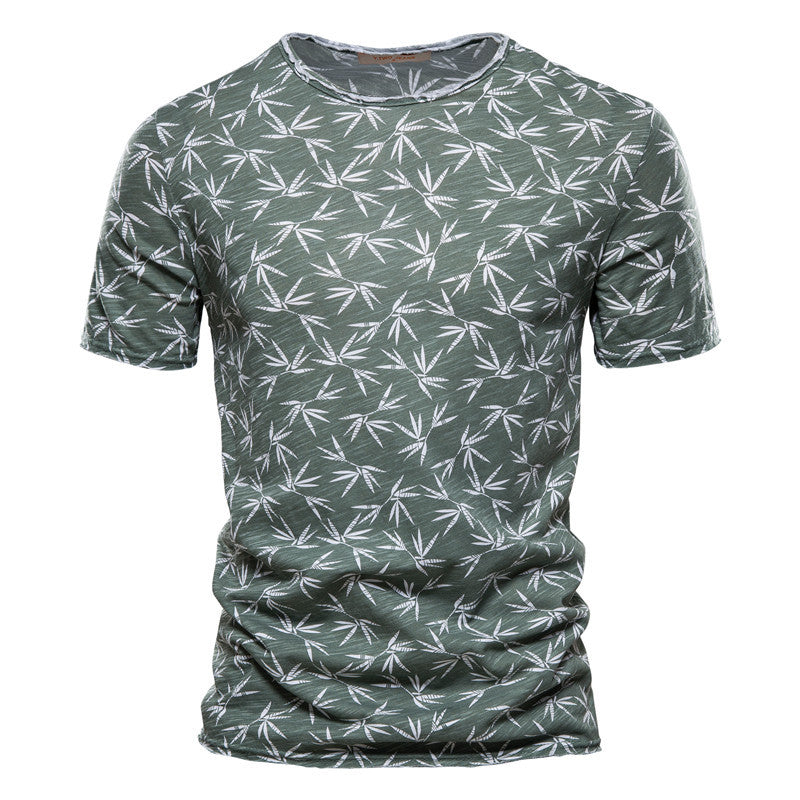 Casual Slim-Fit Stretch T-Shirt Men Short-Sleeved Printed T-Shirt Sports Men-HighTouch