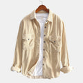 Corduroy Shirt Men Long Sleeved Shirt Thickened Retro Shirt-HighTouch