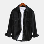 Corduroy Shirt Men Long Sleeved Shirt Thickened Retro Shirt-HighTouch