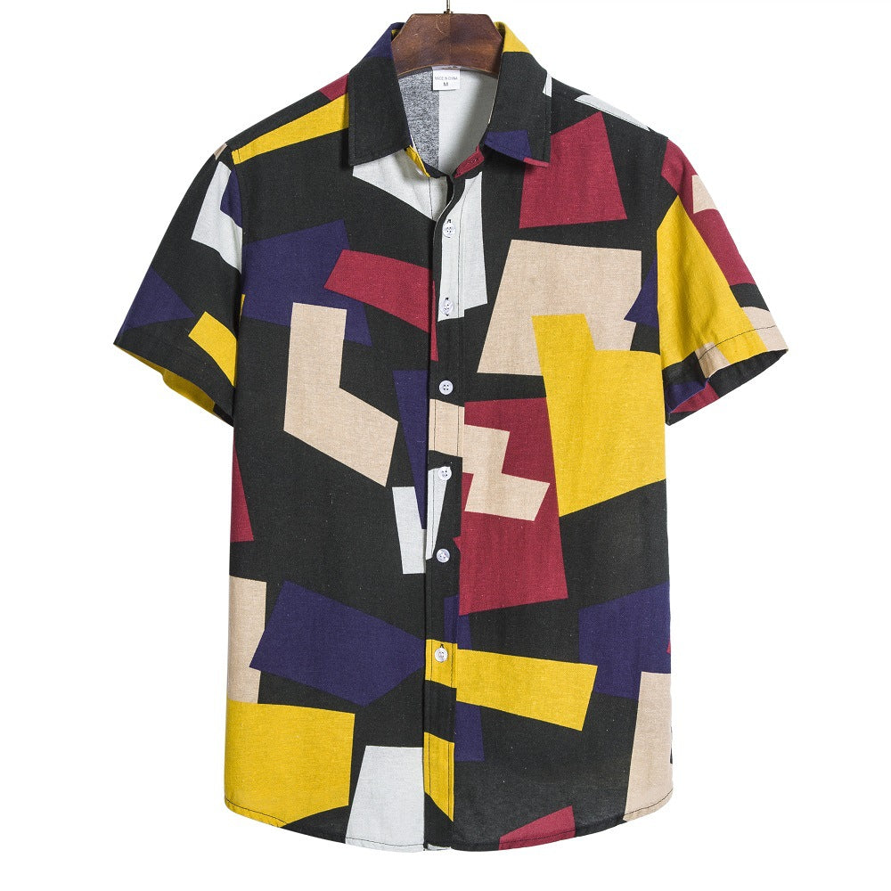 Men s Geometric Print Shirt-HighTouch