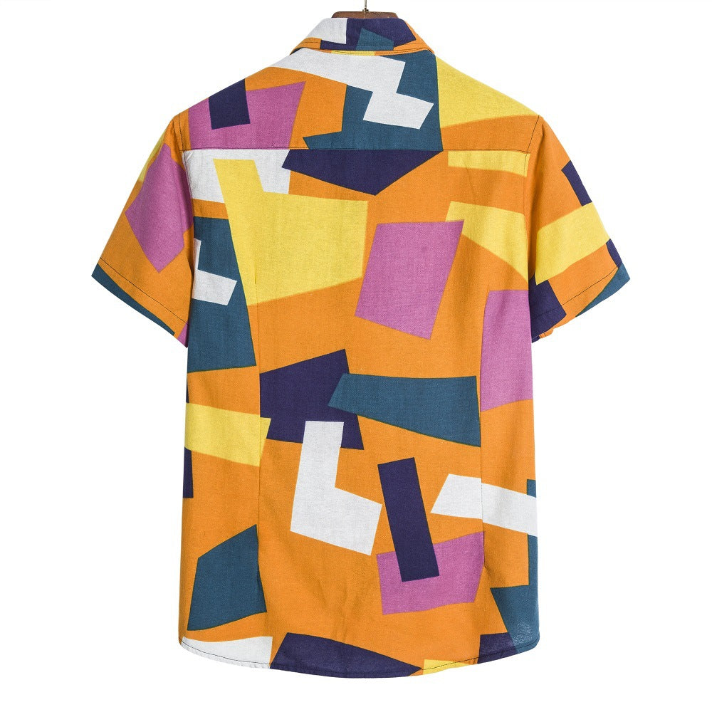 Men s Geometric Print Shirt-HighTouch