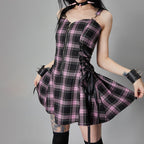 Women's Cotton-Blend A-Line Dress – Soft Casual Shift Dress (Pink & Black)-HighTouch