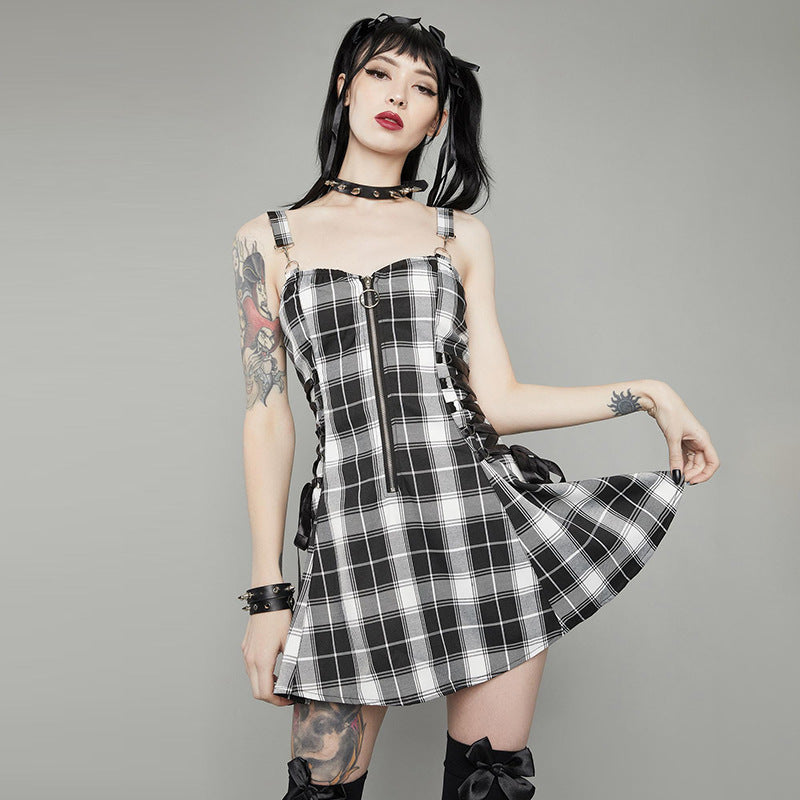 Women's Cotton-Blend A-Line Dress – Soft Casual Shift Dress (Pink & Black)-HighTouch