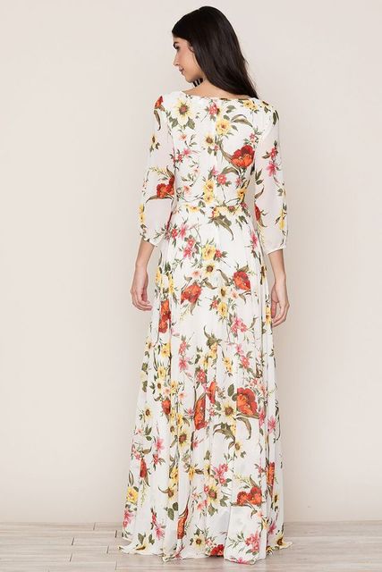 Women's Floral Large Swing Maxi Dress-HighTouch