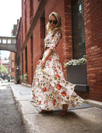 Women's Floral Large Swing Maxi Dress-HighTouch