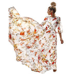 Women's Floral Large Swing Maxi Dress-HighTouch
