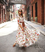 Women's Floral Large Swing Maxi Dress-HighTouch
