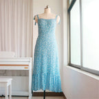 French Retro Style Viscose Linen Dress | Celebrity Floral One-Step Maxi-HighTouch