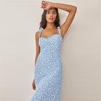 French Retro Style Viscose Linen Dress | Celebrity Floral One-Step Maxi-HighTouch