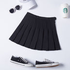 Women’s Slimming Plaid Pleated Skirt – High-Waist Zipper Mini Skirt