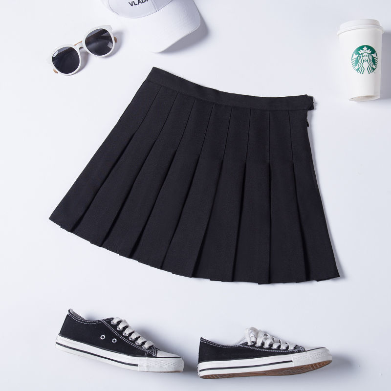 Women’s Slimming Plaid Pleated Skirt – High-Waist Zipper Mini Skirt