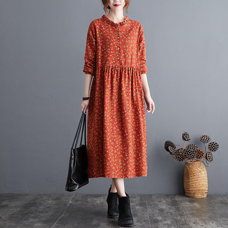 Retro Literary Cotton & Linen Dress-HighTouch