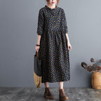 Retro Literary Cotton & Linen Dress-HighTouch