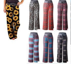 Leopard Print Stretch Drawstring Wide Leg Pants Women-HighTouch
