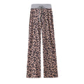 Leopard Print Stretch Drawstring Wide Leg Pants Women-HighTouch