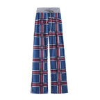 Leopard Print Stretch Drawstring Wide Leg Pants Women-HighTouch