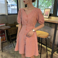 Women’s Plaid Long Dress – Elegant Casual Style-HighTouch