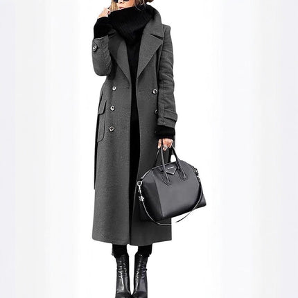 Women’s Thick Wool Extended Coat – Long Warm Winter Overcoat