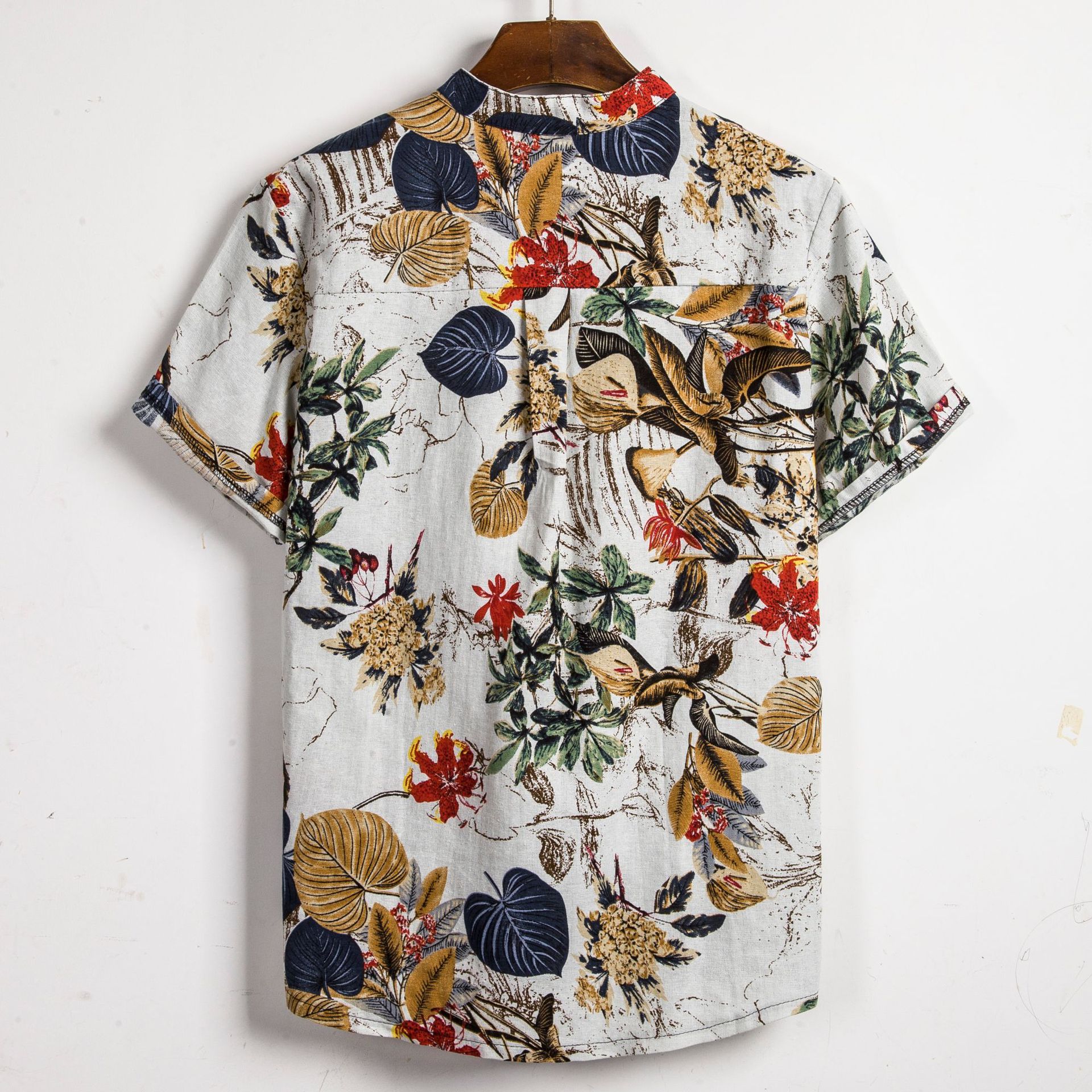 Slim shirt men contrast color printing shirt men-HighTouch