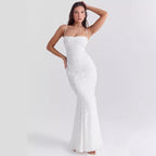 Women's Solid Color Sleeveless Sling Square Collar Backless Dress-HighTouch