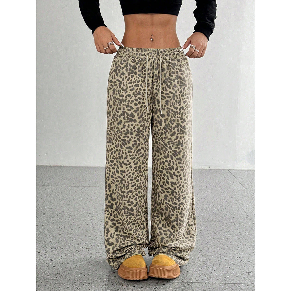 Leopard Print Floral Print Casual Jumpsuit Wide Leg Loose-HighTouch