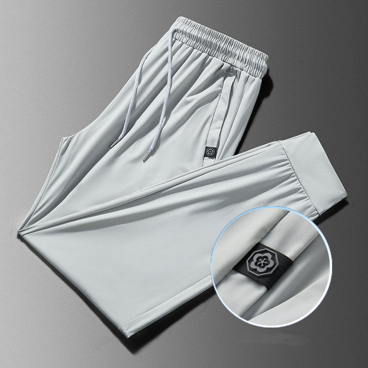 Men's Ice Silk Leggings – Casual Long Pants with Solid Color Design-HighTouch