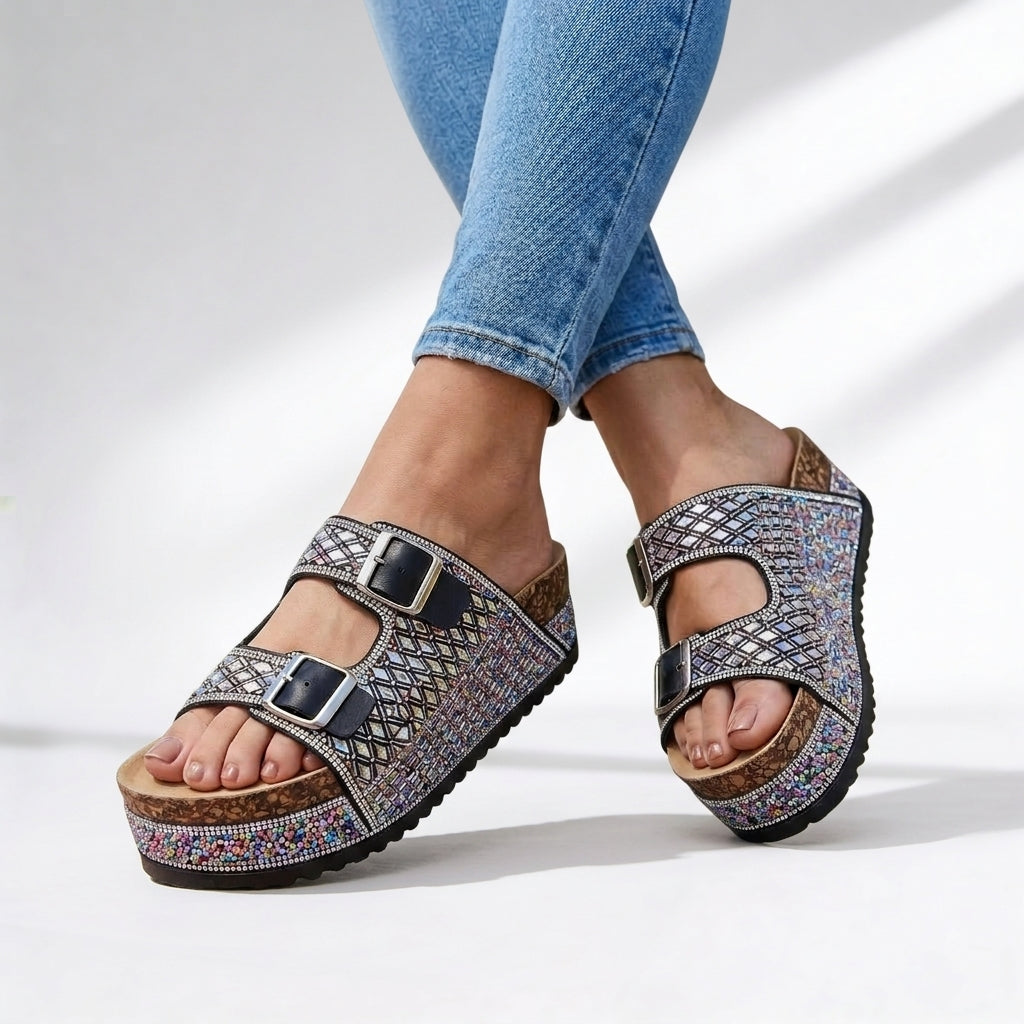 Women's Platform Slide Sandals Cushioned Slip On