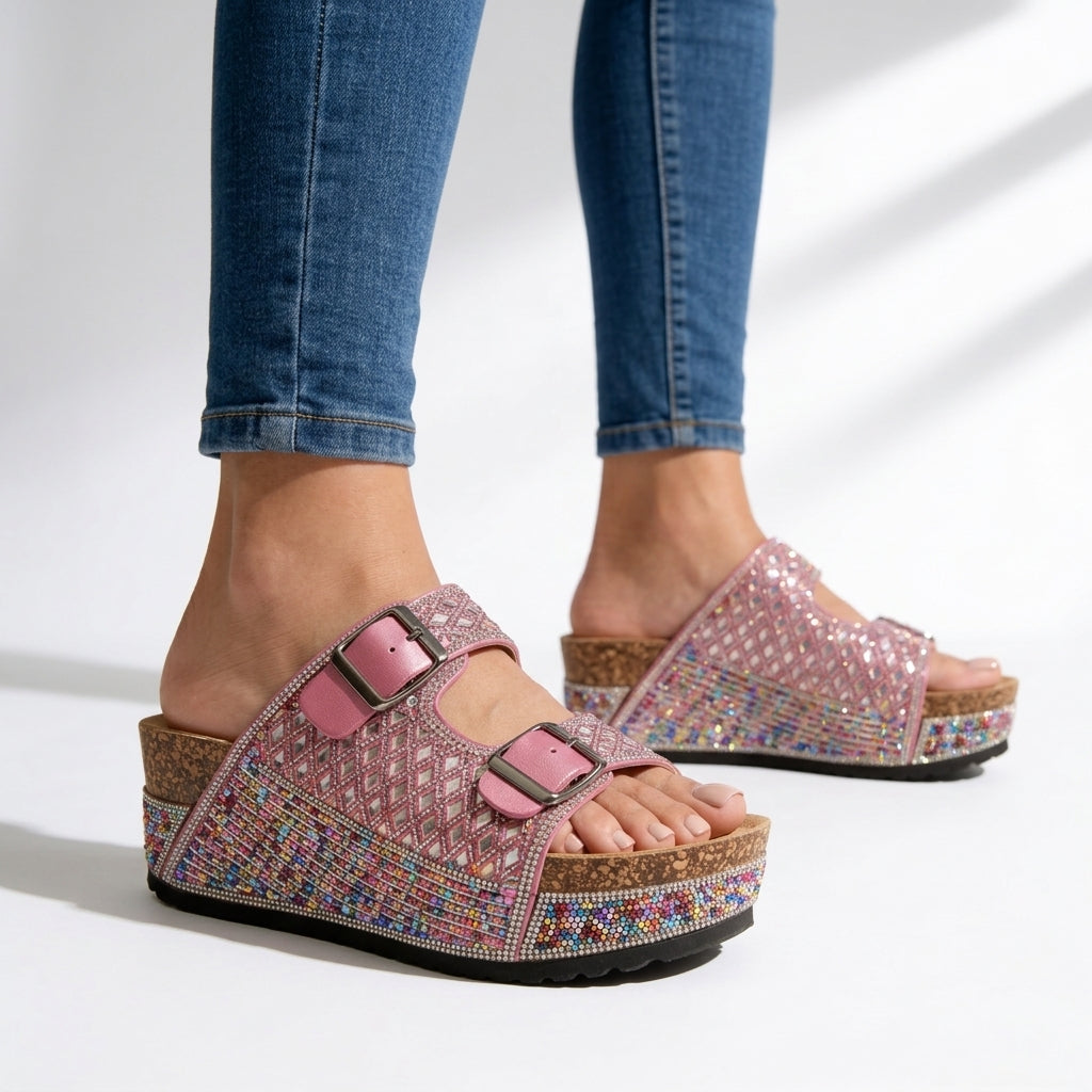 Women's Platform Slide Sandals Cushioned Slip On